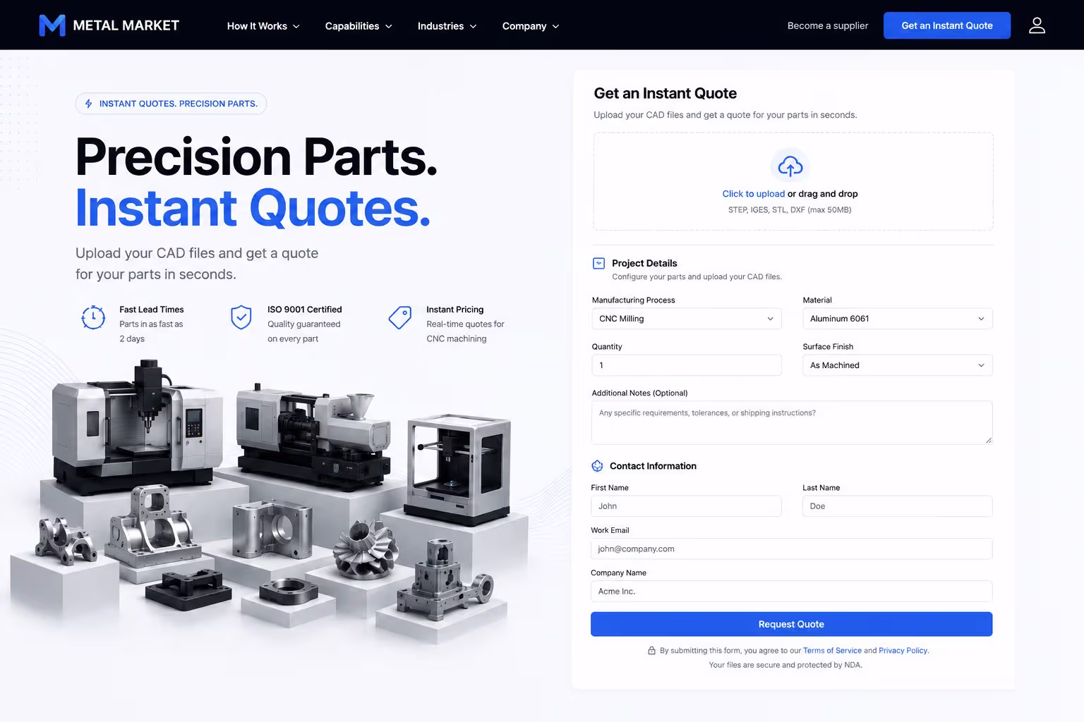 Metal Market instant-quote platform
