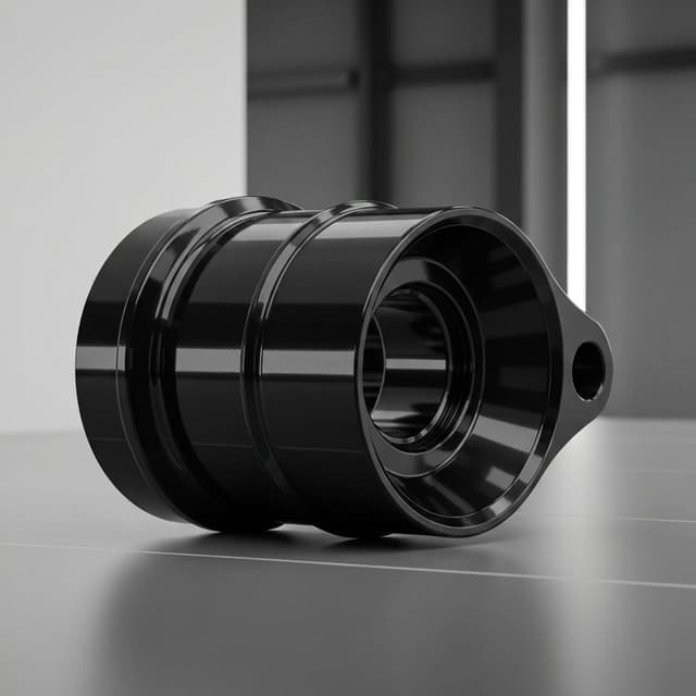 Glossy black powder coated part