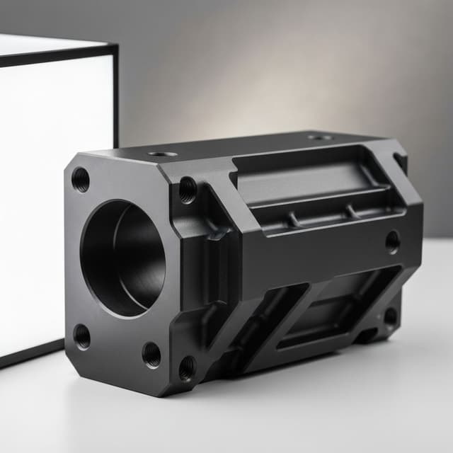 Matte black powder coated part