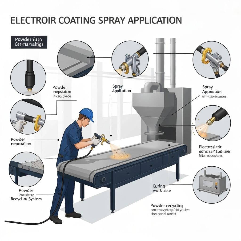 Powder coating process illustration